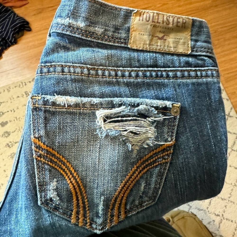 Hollister straight leg distressed patch jeans Vintage y2k - Picture 5 of 10